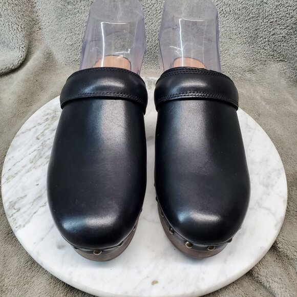 Madewell Shoes Womens Size 6.5 The Cecily Black Leather Clogs - Picture 6 of 9